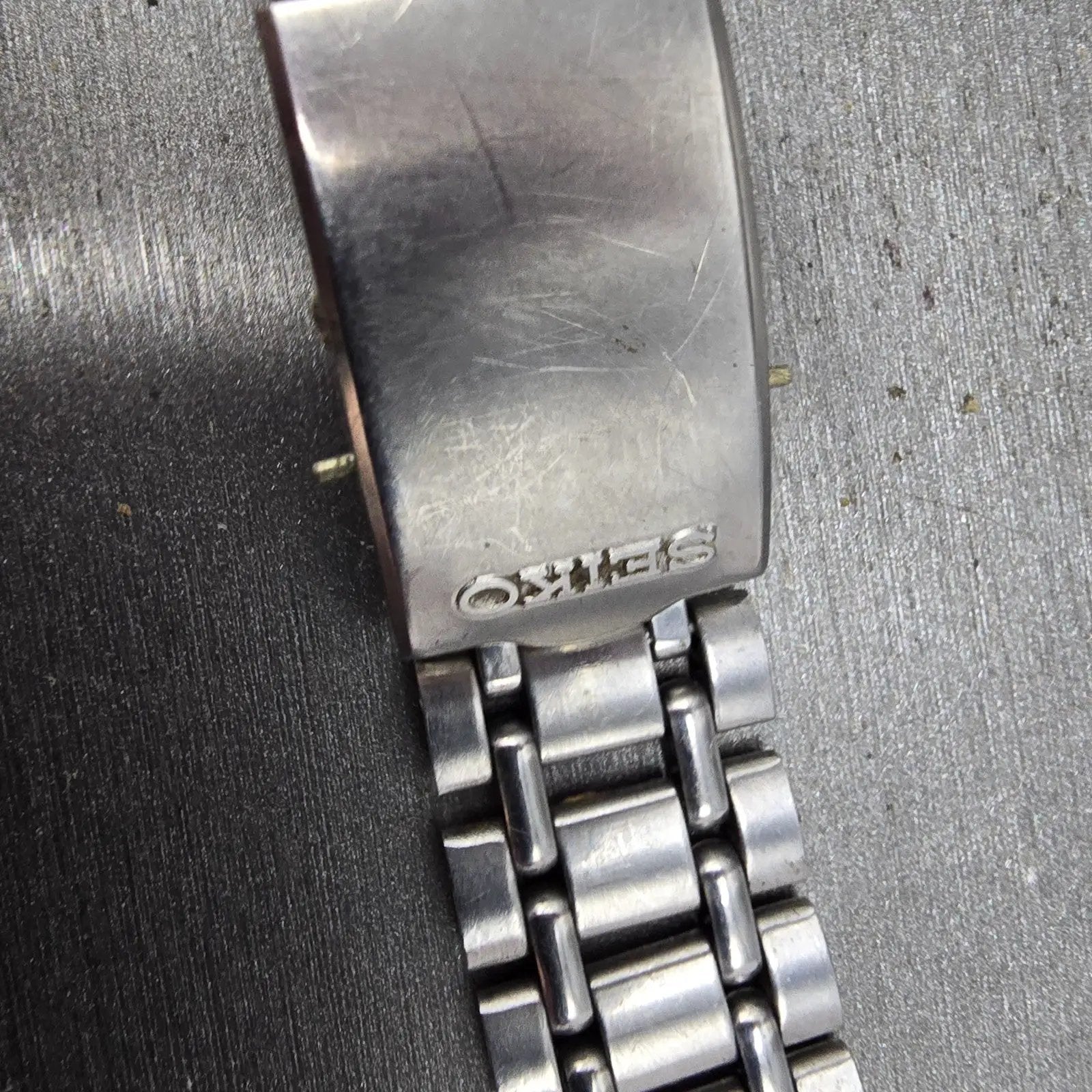 Seiko Bracelet 17mm Stainless Steel Silver Tone Tri Folding Clasp VTG Japan2