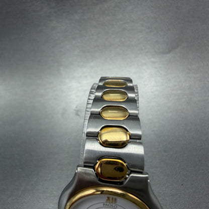 Paolo Gucci Watch Women 26mm White Dial Two Tone Round New battery NOS VTG4