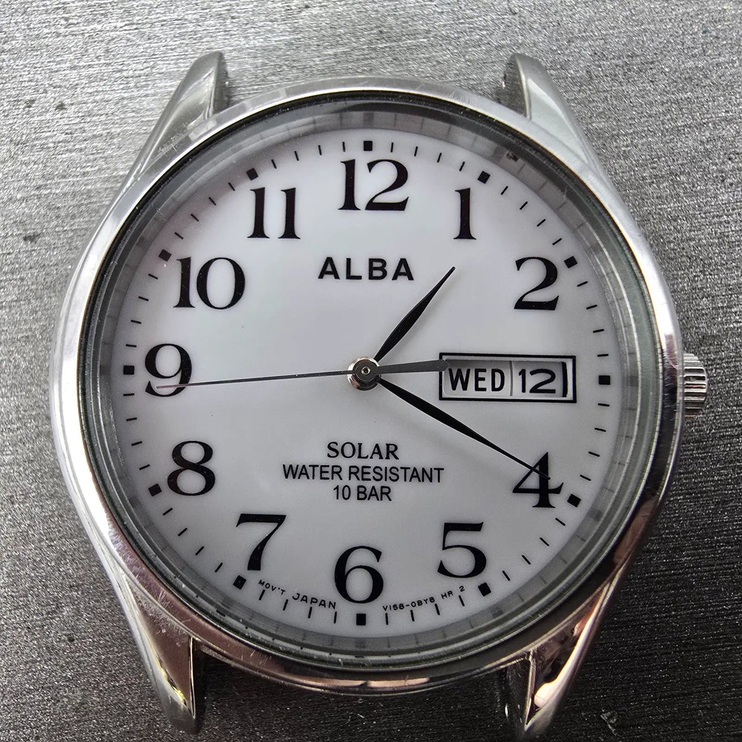 Seiko Alba Solar Watch Men 36mm White Dial Silver Tone Daydate V158-0AX0 PARTS2