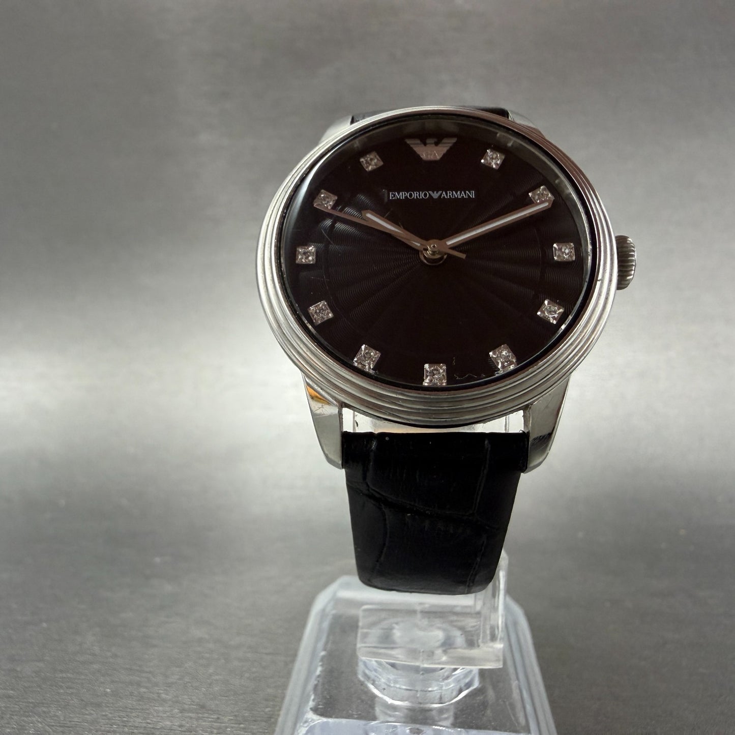 Emporio Armani Dino Watch Women 33mm Black Dial Steel Round AR-1618 New battery5