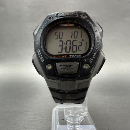 Timex Ironman Watch Men 41mm Digital Black Gray Alarm Chrono Round New Battery6