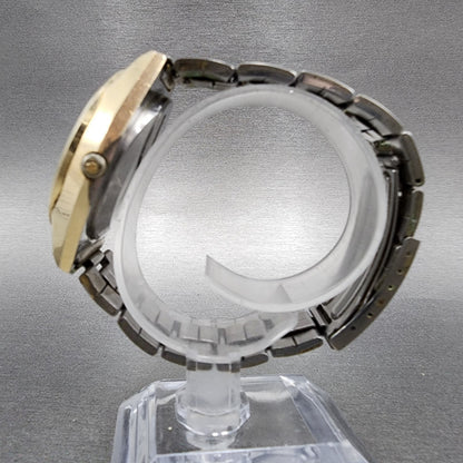 Seiko Grand Quartz Watch Men 38mm Champagne Dial Gold Tone Daydate New Bat