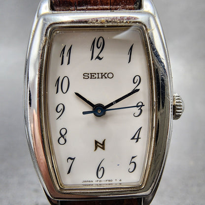 Seiko Noie Tank Watch Women 21mm White Dial Silver Tone 1f215c10 New Battery1