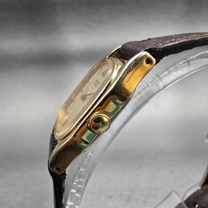 Seiko Watch Women 17mm Champagne Dial Gold Tone Rectangle 2Y00-5250 New Battery2