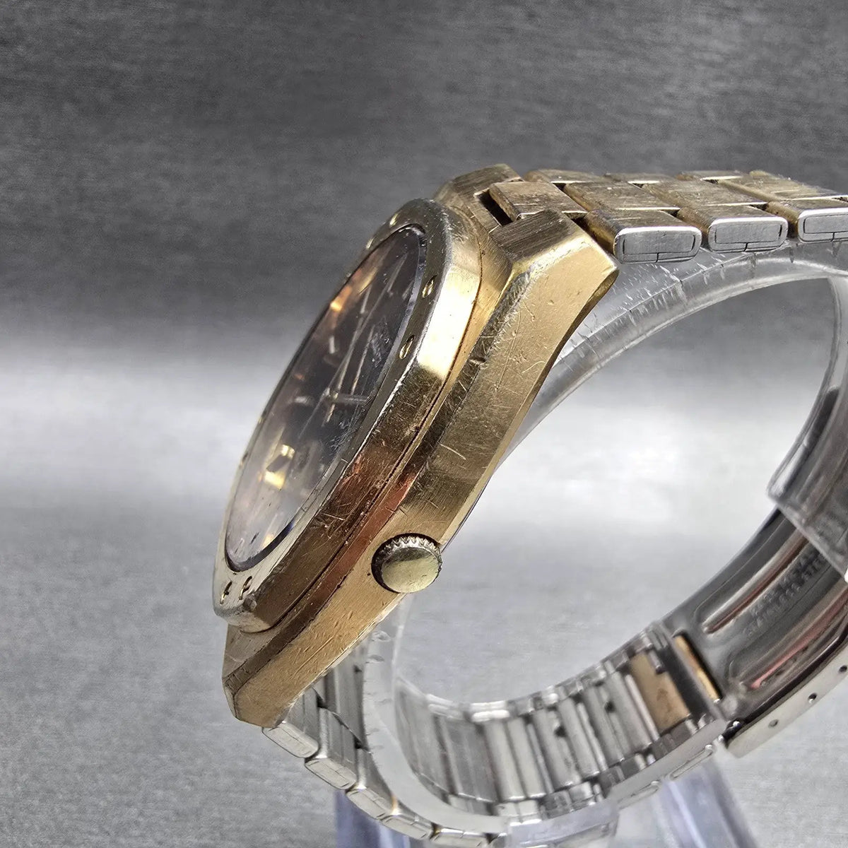 Seiko SQ Watch Men 36mm Brown Dial Gold Tone Daydate 4336-8129 New Battery2
