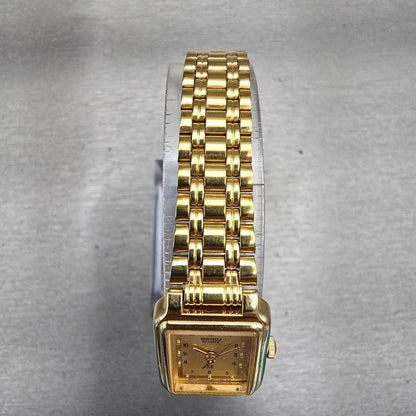 Seiko SX Watch Women 17mm Gold Dial Gold Tone Rectangle V401-5121 New Battery4