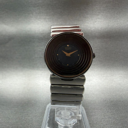 Seiko Watch Women 25mm Black Dial Silver Tone Round 1N00-0B59 New Battery5