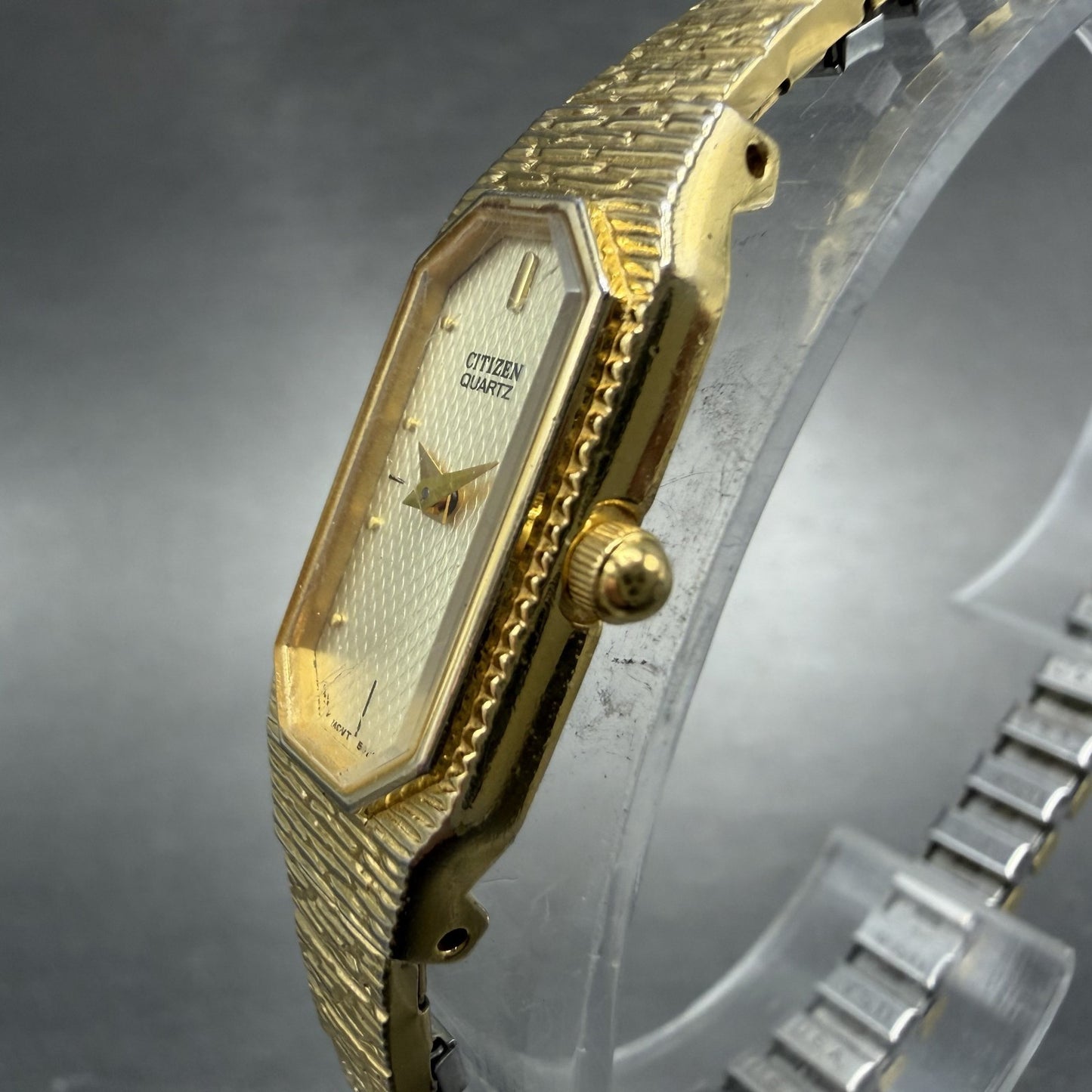 Citizen Watch Women 13mm Champagne Dial Gold Tone Octagon 5421-S64363 New Batt2