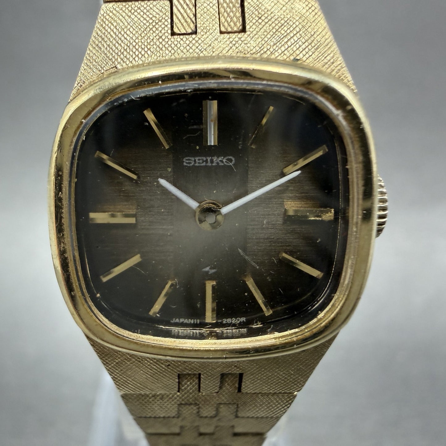 Seiko Watch Women 19mm Brown Dial Gold Tone Rectangle Manual Wind Runs 11-39491