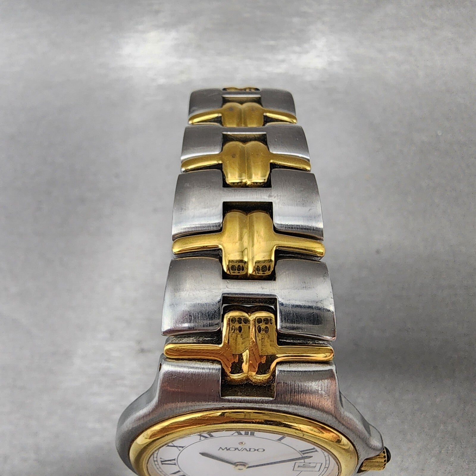 Movado Olympian Watch Men 35mm White Dial Two Tone Date Round New Battery4