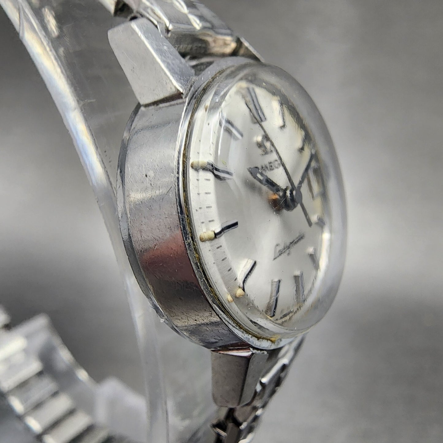 Omega Ladymatic Watch Women 21mm Silver Dial Steel Date Automatic Runs 566.0023