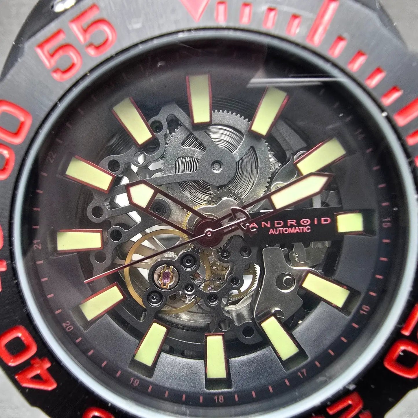 Android Corsair Skeleton Automatic Watch Men 49mm Black Dial Black Round Runs1