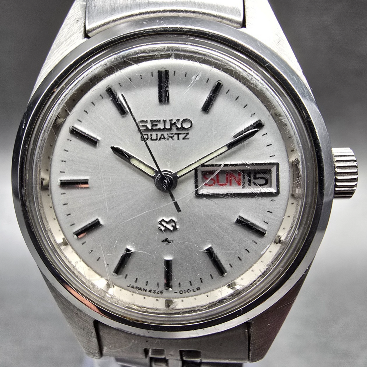Seiko SQ Watch Women 24mm Silver Dial Silver Tone Daydate 4326-0019 New Battery1