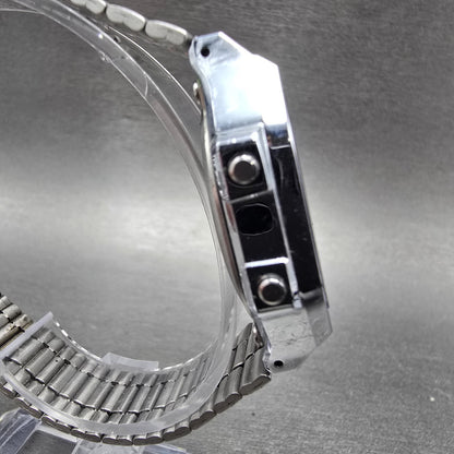 Casio A168 Illuminator Watch Men 36mm Digital Silver Tone Alarm Chrono New BattV3