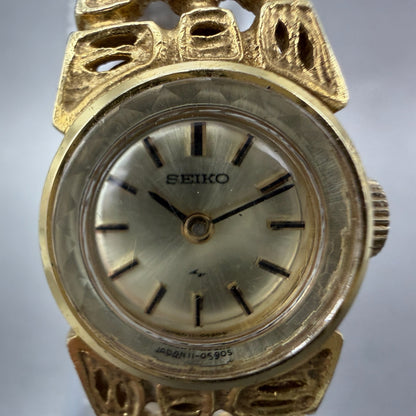 Seiko Watch Women 16mm Silver Dial Gold Tone Manual Round 11-0549 Runs Vintage1