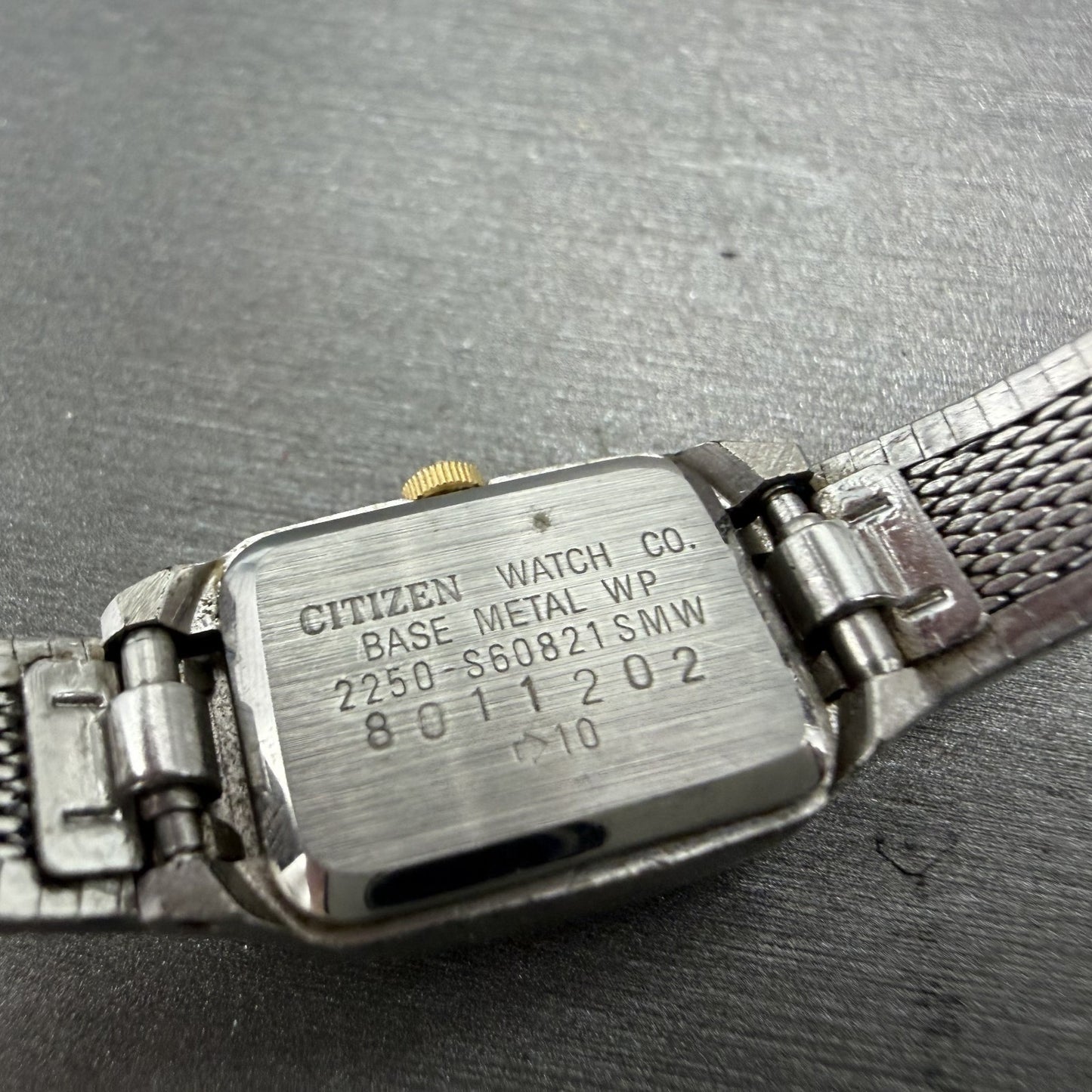 Citizen CQ Tank Watch Women 14mm Champagne Dial Silver Tone Rectangle New Batt9