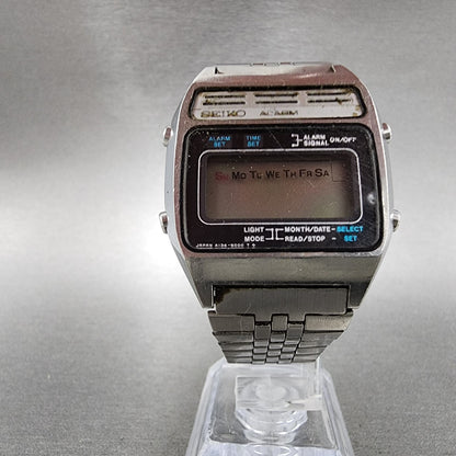 Seiko Digital Watch Men 34mm Digital Steel Alarm A134-5009 Rectangle PARTS