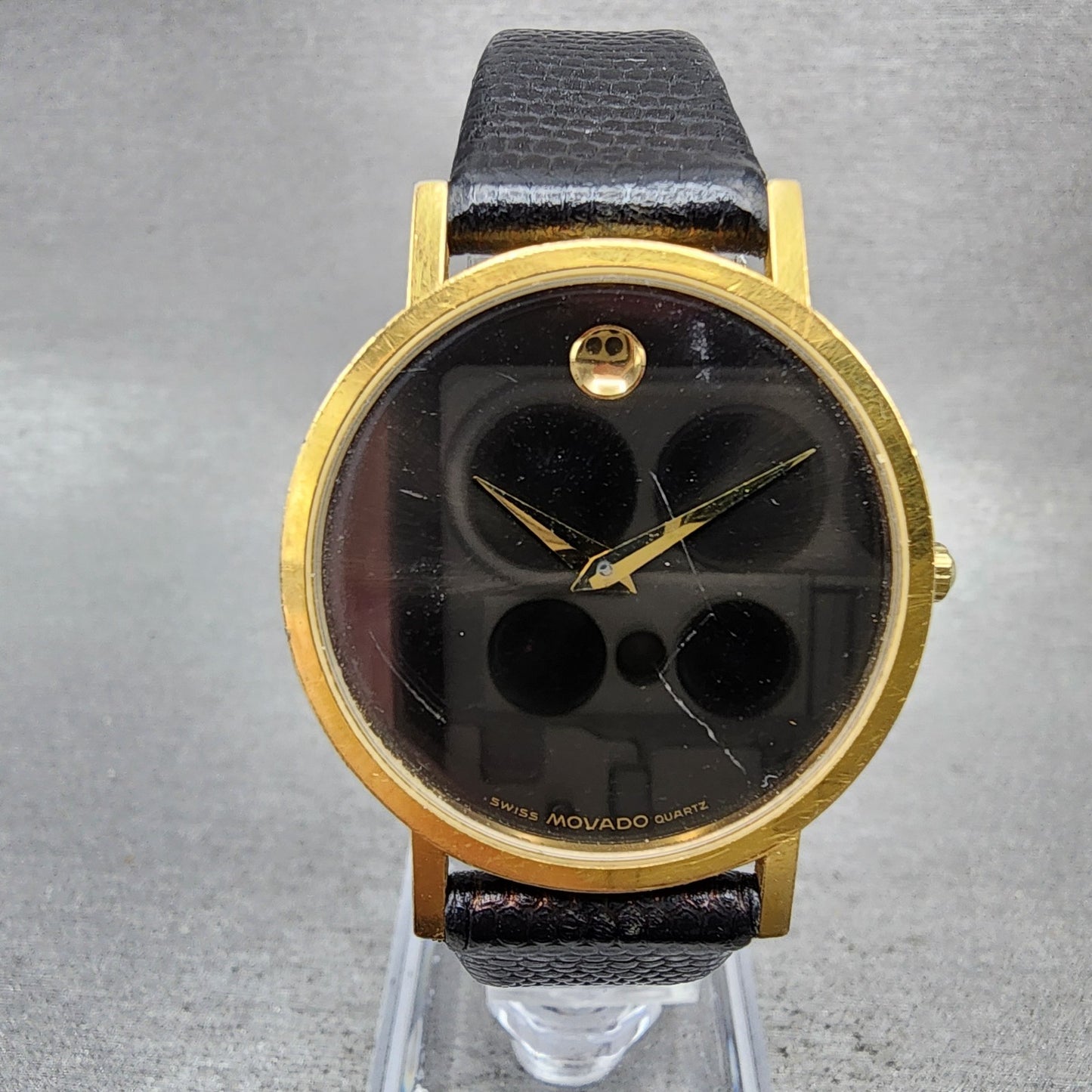 Movado Museum Watch 31mm Women Black Dial Gold Tone Round 87.45.882 New Batt ABC0