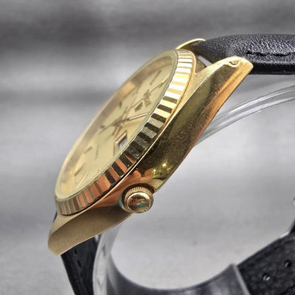 Seiko Pulsar President Watch Men 35mm Champagne Dial Gold Tone Daydate New Batt2