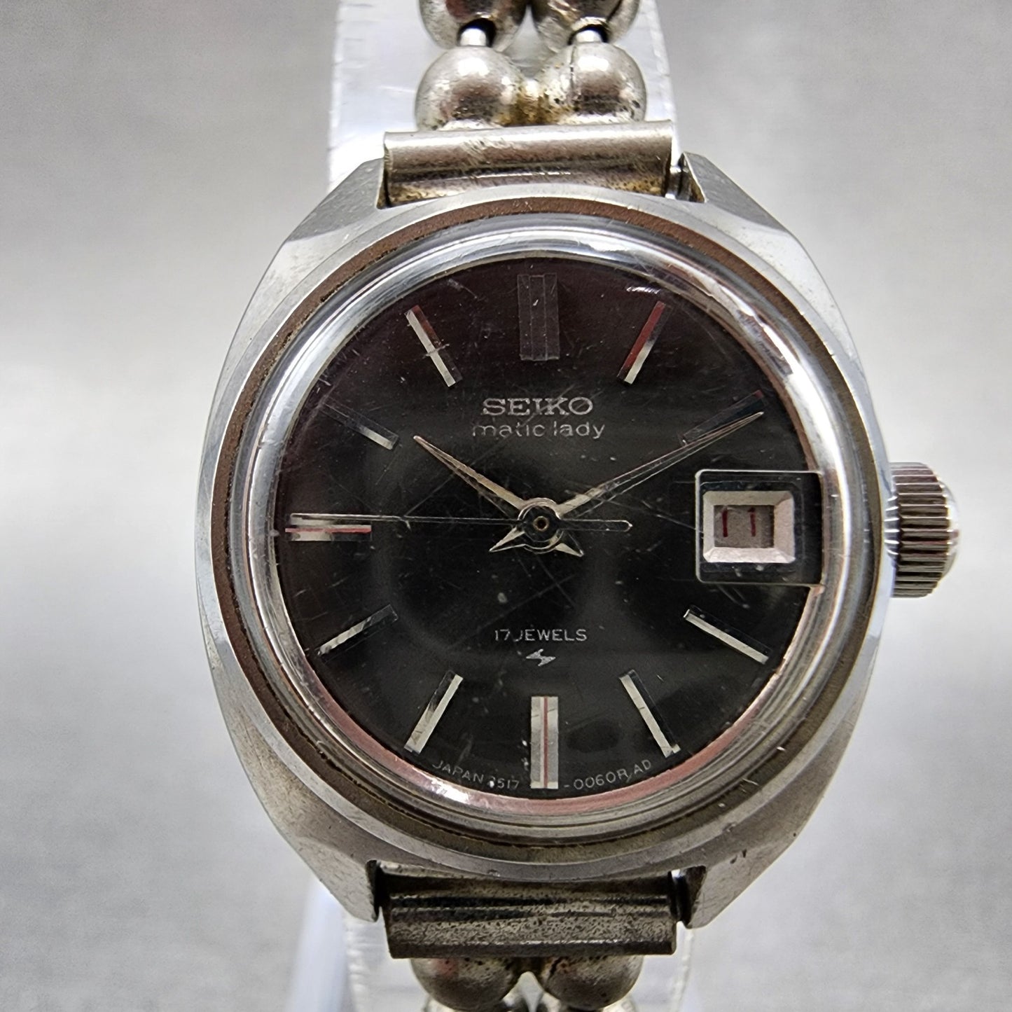 Seiko Matic Lady Watch Women 23mm Black Dial Silver Tone Automatic 251702111