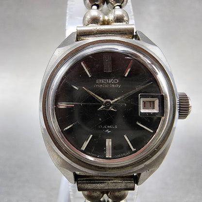 Seiko Matic Lady Watch Women 23mm Black Dial Silver Tone Automatic 251702111