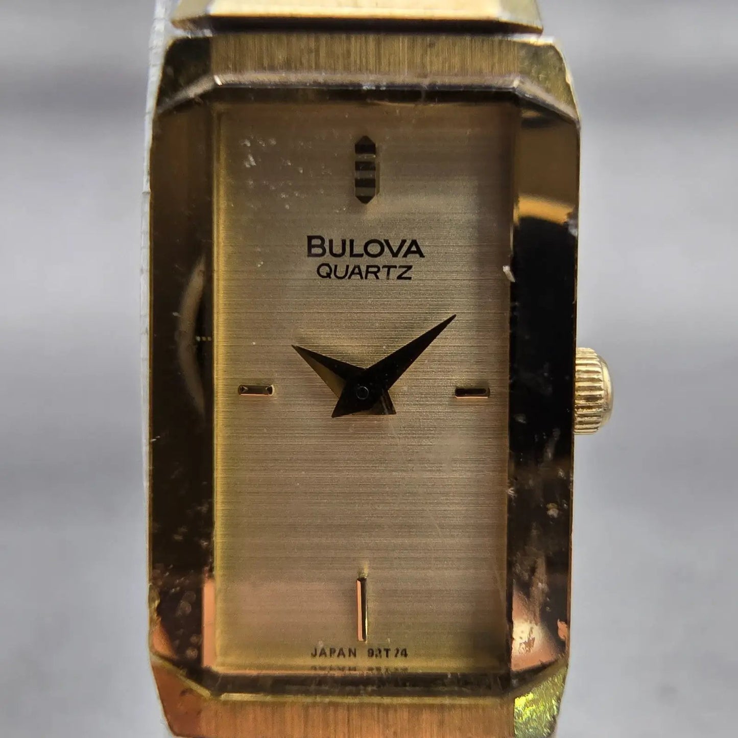 Bulova Tank Watch Women 13mm Champagne Dial Gold Tone Rectangle 92T74 NewBattery1