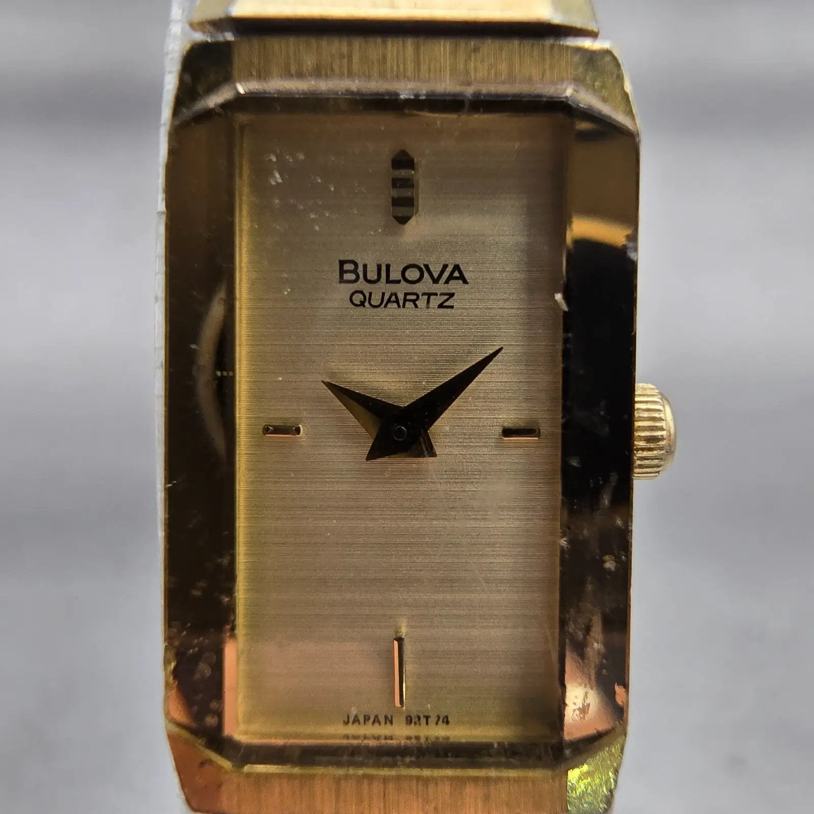 Bulova Tank Watch Women 13mm Champagne Dial Gold Tone Rectangle 92T74 NewBattery1