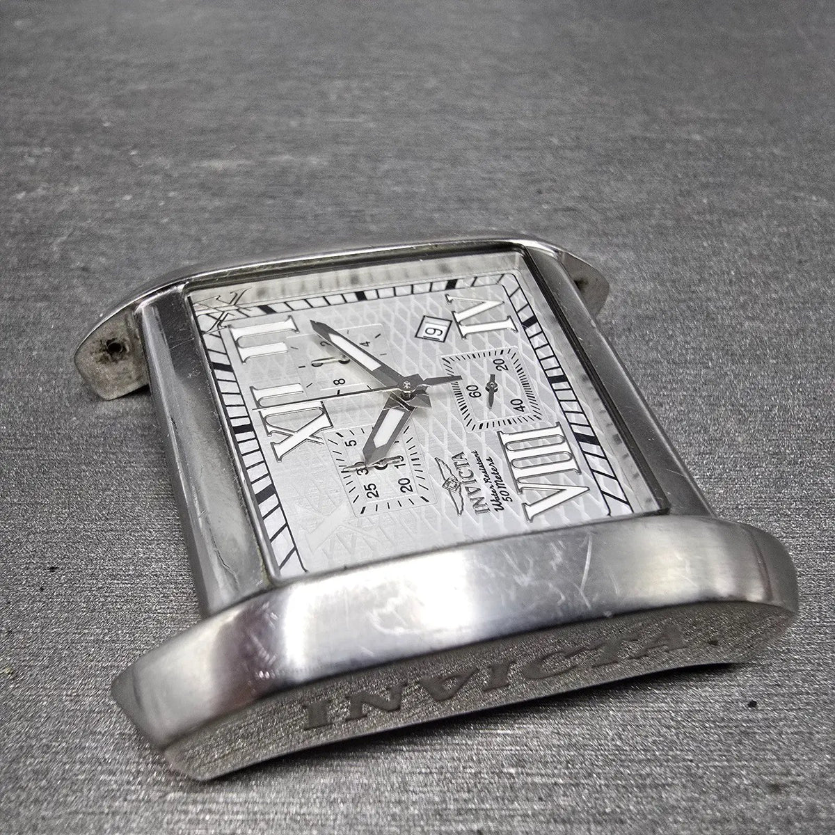 Invicta Chronograph Watch Men 41mm White Dial Steel Date 2489 Rectangle READ!!!!3