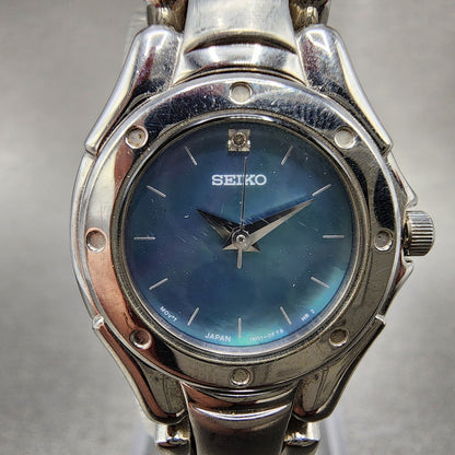 Seiko Watch Women 22mm MOP Dial Silver Tone Round 1n010cw0 New Battery1
