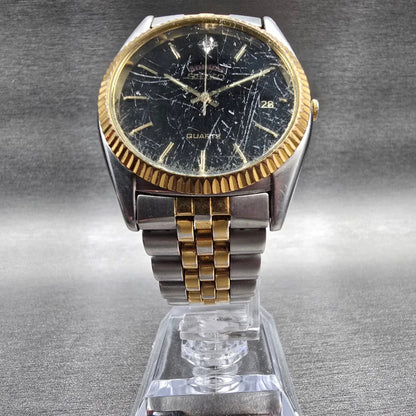 Seiko President Watch Men 36mm Black Dial Two Tone Daydate 7N43-8119 New Batt JP5
