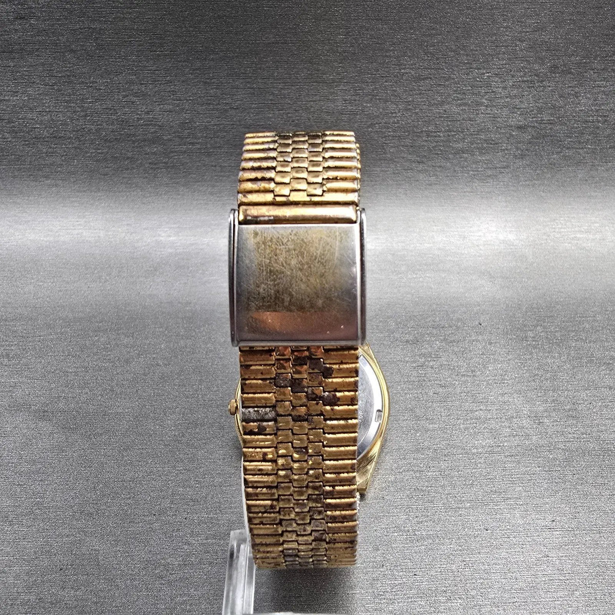 Seiko SQ Watch Men35mm Silver Dial Gold Daydate Round 8223-8029 New Battery JP47