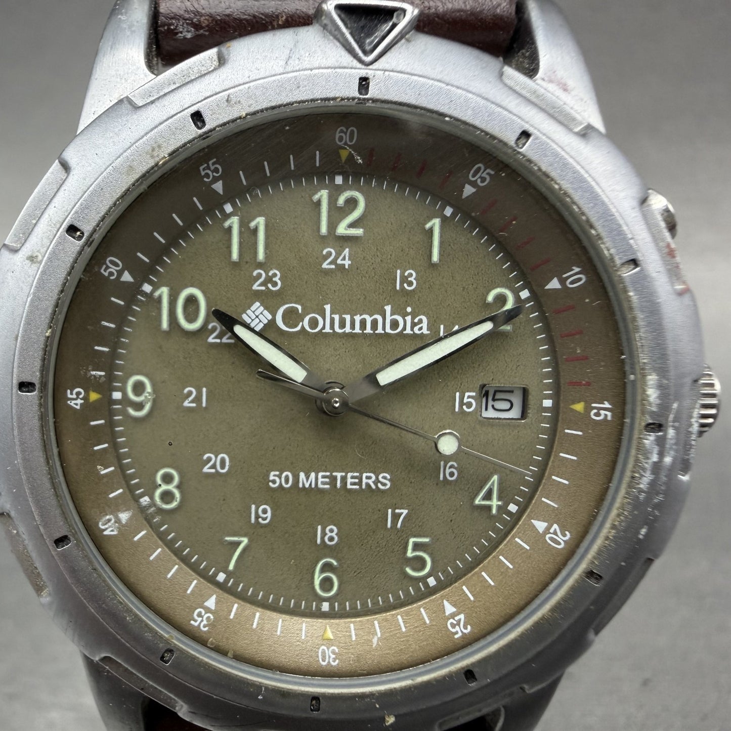 Columbia Watch Men 38mm Green Dial Steel Date Round CL1090 New Battery1