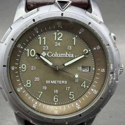 Columbia Watch Men 38mm Green Dial Steel Date Round CL1090 New Battery1