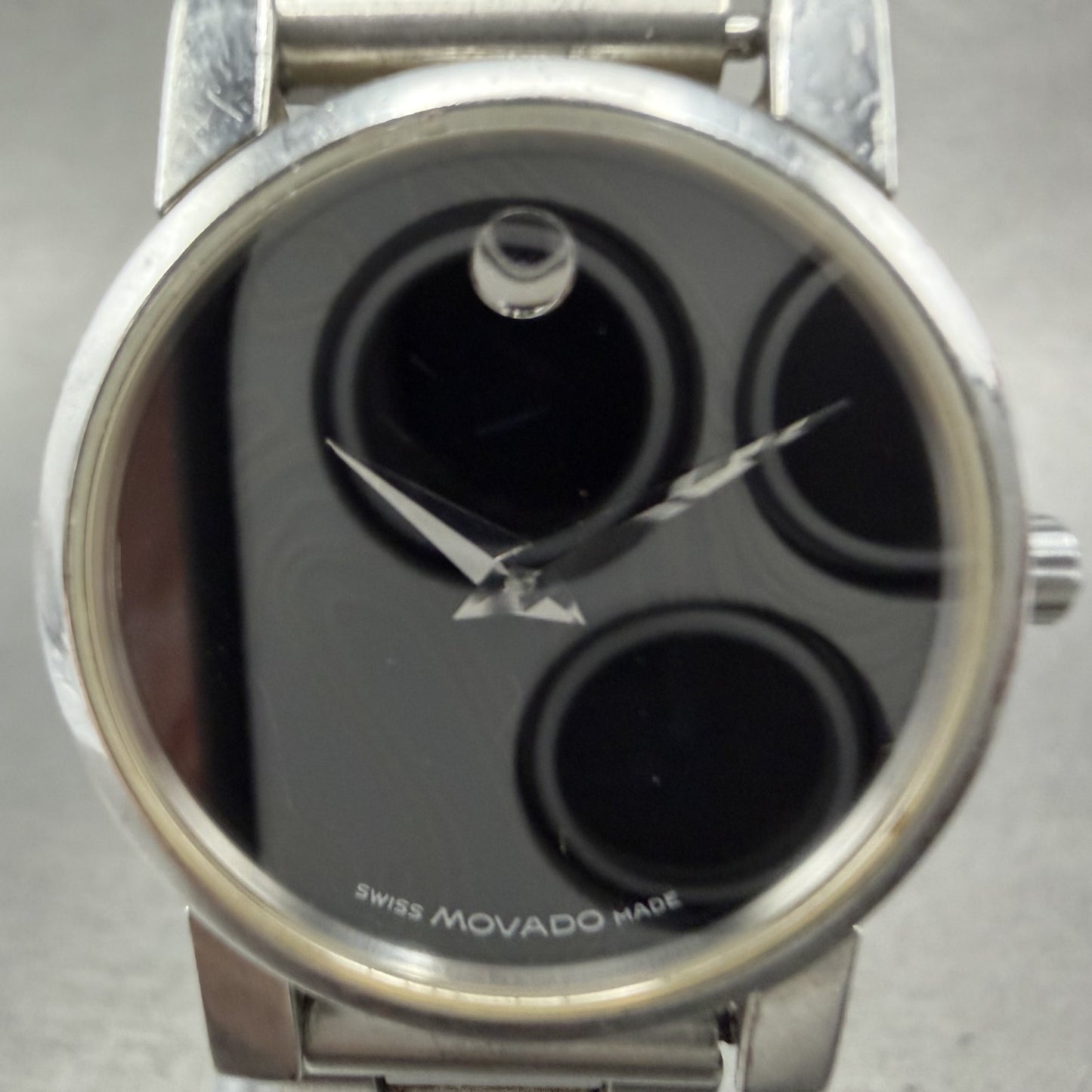 Movado Museum Watch Women 25mm Black Dial Steel Round 84.A1.0845 New Battery1