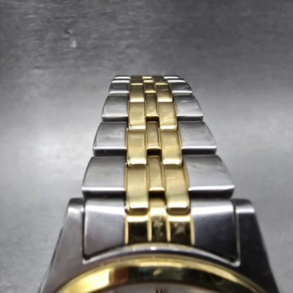 Seiko Solar Watch Men 37mm White Dial Two Tone Daydate Round V158-0AA0 Works JP24