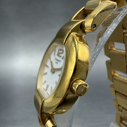 Tissot Watch Women 20mm White Dial Gold Tone Date Oval G332 New Battery2