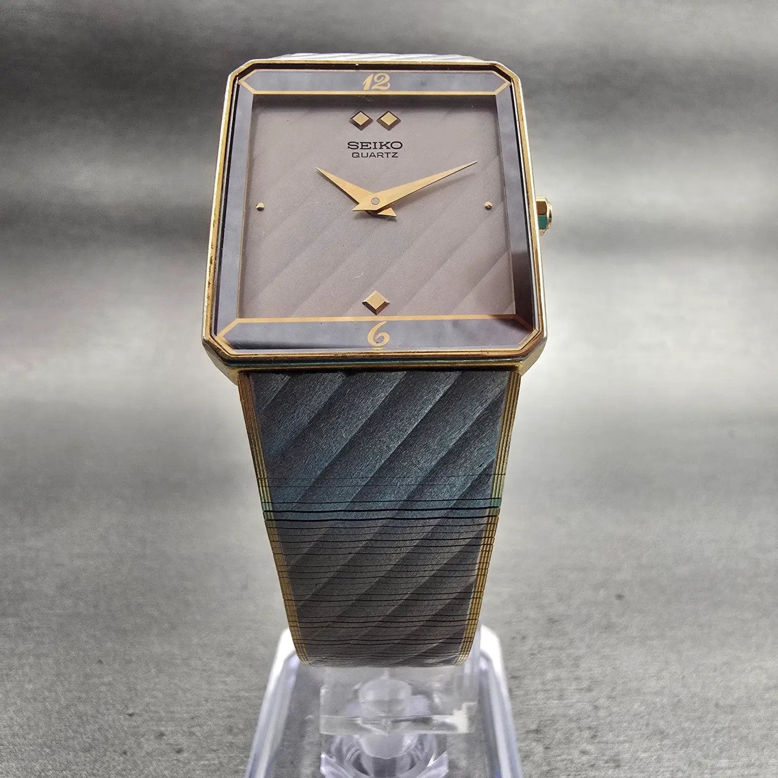 Seiko Watch Men 25mm Silver Dial Two Tone Rectangle 9020-551A New Battery VTG5