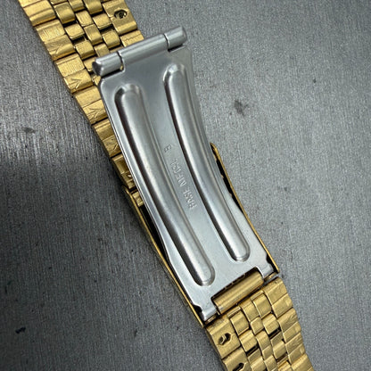 Seiko SQ Bracelet 20mm Stainless Steel Gold Tone Tri Folding Clasp VTG Japan GF39