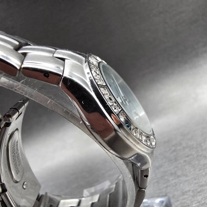 Seiko Pulsar Watch Women 27mm MOP Dial Silver Tone Gemmed Date VX82-X416 New Bat3
