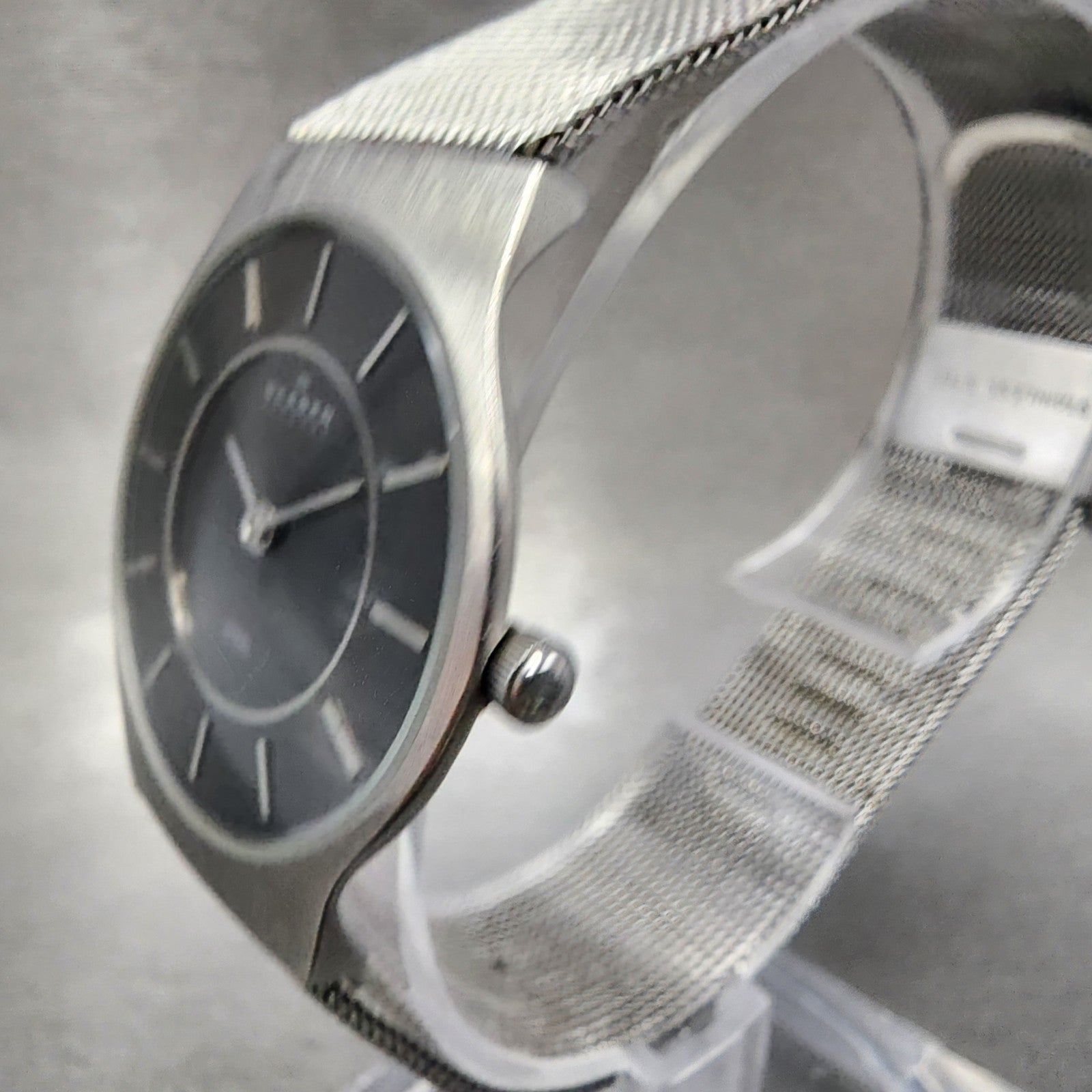 Skagen Watch Women 28mm Black Dial Stainless Steel Round Mesh Band New Battery2