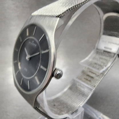 Skagen Watch Women 28mm Black Dial Stainless Steel Round Mesh Band New Battery2