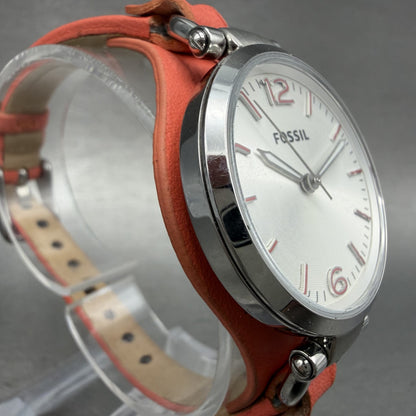 Fossil Georgia Watch Women 32mm White Dial Silver Tone Round ES3219 New Battery3
