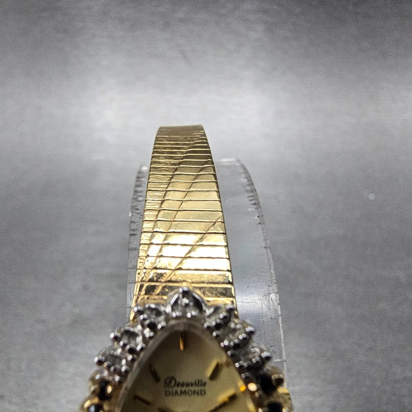 Armitron Deauville Diamond Watch Women 15mm Gold Dial Gold Sapphire Oval NewBatt4