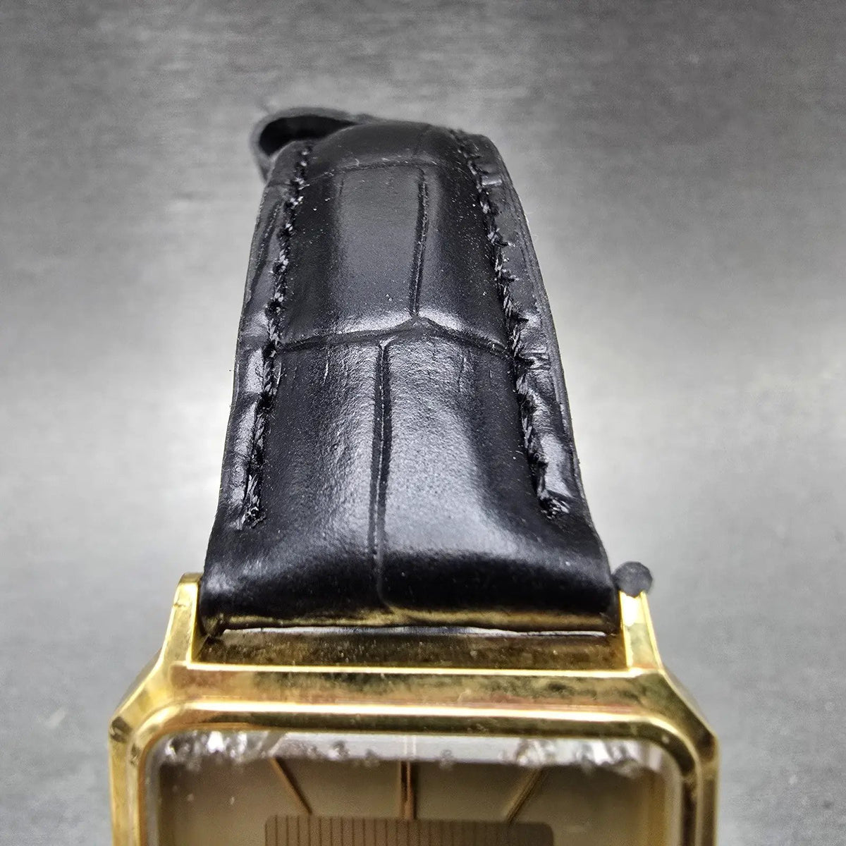 Orient Tank Watch Men 28mm Champagne Dial Gold Tone Rectangle Date New Battery4