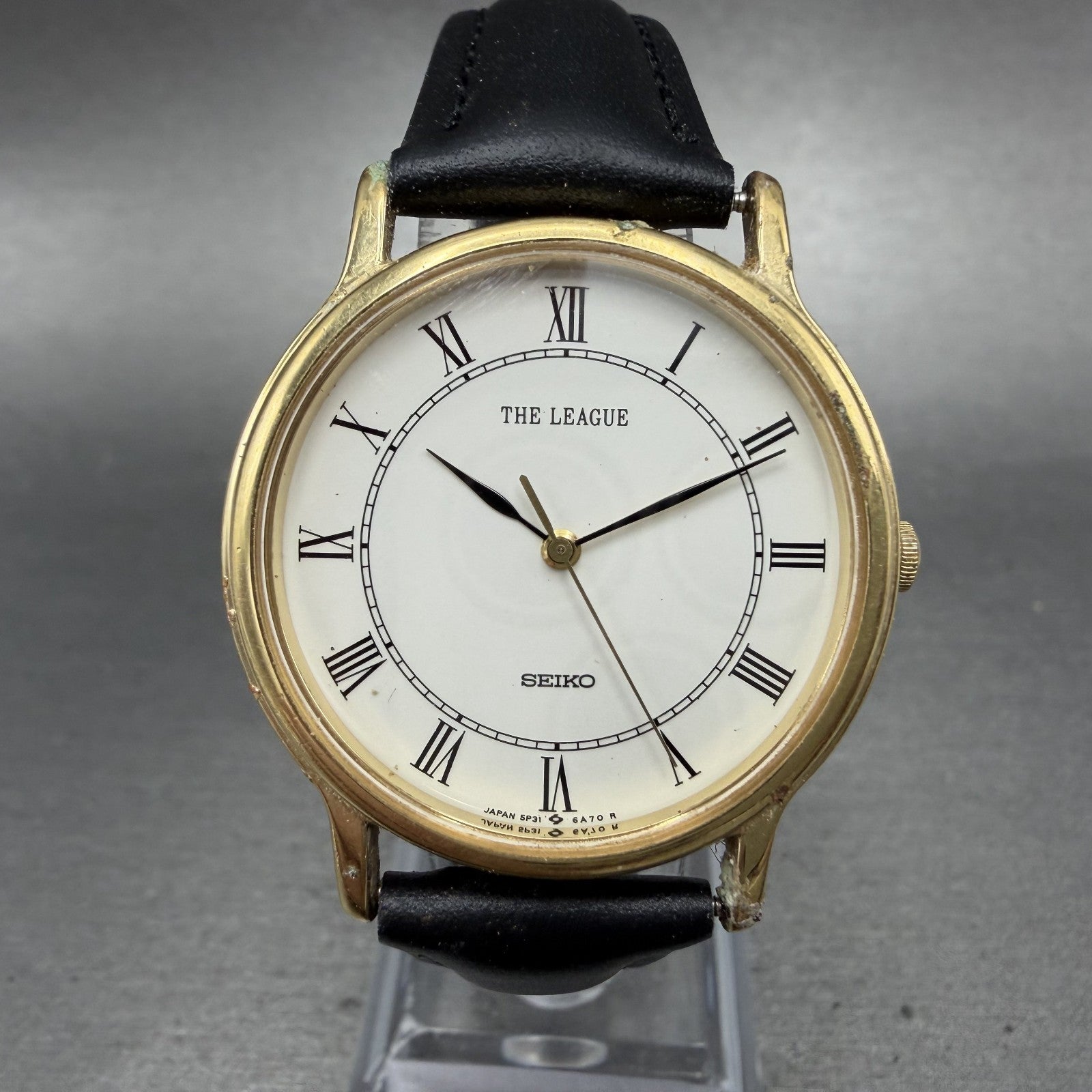 Seiko The League watch Men 32mm White Dial Gold Tone 5P31-6A30 New Battery0