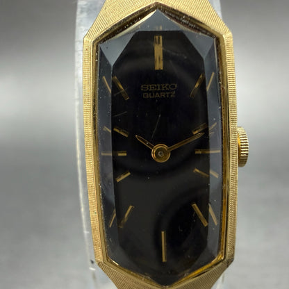 Seiko Watch Women 13mm Blue Dial Gold Tone Hexagon 1320-5339 New Battery VTG1