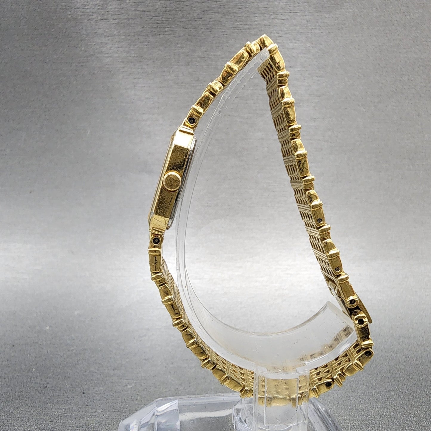 Seiko Tank Watch Women 16mm Champagne Dial Gold Tone 2c205449 New Battery6