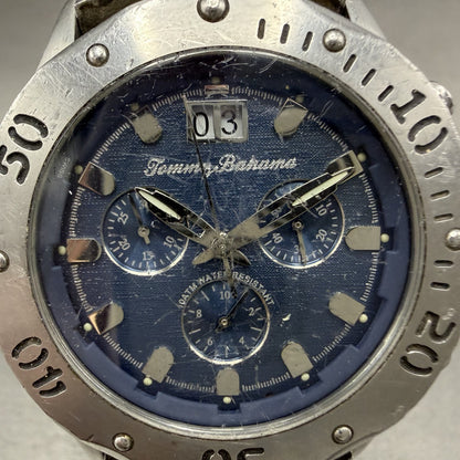 Tommy Bahama Chronograph Watch Men 43mm Blue Dial Steel Big Date TB3013 New Batt1