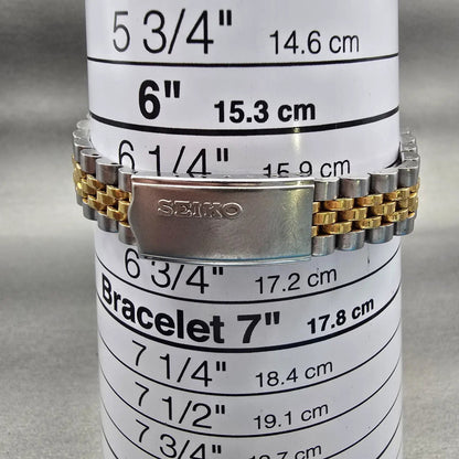 Seiko Watch Women 24mm Gold Dial Two Tone Daydate Round 7N83-0041 New Battery9