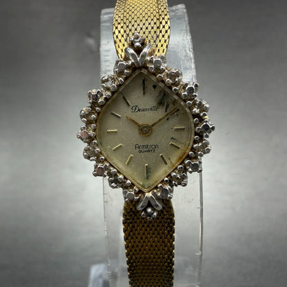 Armitron Deauville Watch Women 14mm Champagne Dial Gold Tone Oval PARTS0